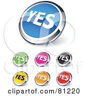 Poster, Art Print Of Digital Collage Of Shiny Colored And Chrome Yes Website Buttons