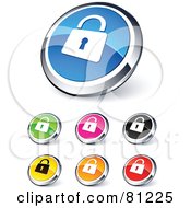 Poster, Art Print Of Digital Collage Of Shiny Colored And Chrome Padlock Website Buttons