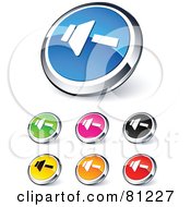 Royalty Free RF Clipart Illustration Of A Digital Collage Of Shiny Colored And Chrome Volume Down Website Buttons