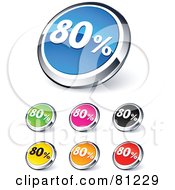 Poster, Art Print Of Digital Collage Of Shiny Colored And Chrome 80 Percent Website Buttons