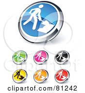 Digital Collage Of Shiny Colored And Chrome Construction Website Buttons