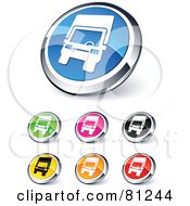 Digital Collage Of Shiny Colored And Chrome Trucking Website Buttons