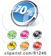 Poster, Art Print Of Digital Collage Of Shiny Colored And Chrome 70 Percent Website Buttons