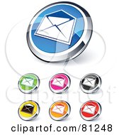 Poster, Art Print Of Digital Collage Of Shiny Colored And Chrome Open Envelope Website Buttons