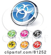 Royalty Free RF Clipart Illustration Of A Digital Collage Of Shiny Colored And Chrome Biohazard Website Buttons