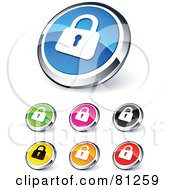 Poster, Art Print Of Digital Collage Of Shiny Colored And Chrome Secured Padlock Website Buttons
