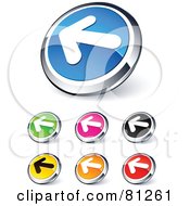 Royalty Free RF Clipart Illustration Of A Digital Collage Of Shiny Colored And Chrome Solid Left Arrow Website Buttons