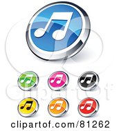 Poster, Art Print Of Digital Collage Of Shiny Colored And Chrome Music Website Buttons