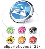 Poster, Art Print Of Digital Collage Of Shiny Colored And Chrome Laptop Website Buttons