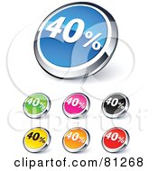 Poster, Art Print Of Digital Collage Of Shiny Colored And Chrome 40 Percent Website Buttons