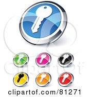 Poster, Art Print Of Digital Collage Of Shiny Colored And Chrome Key Website Buttons
