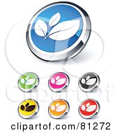 Poster, Art Print Of Digital Collage Of Shiny Colored And Chrome Leaves Website Buttons