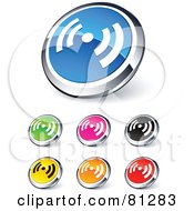 Digital Collage Of Shiny Colored And Chrome Signal Website Buttons