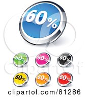 Poster, Art Print Of Digital Collage Of Shiny Colored And Chrome 60 Percent Website Buttons