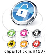 Poster, Art Print Of Digital Collage Of Shiny Colored And Chrome Open Padlock Website Buttons