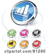 Poster, Art Print Of Digital Collage Of Shiny Colored And Chrome Financial Bar Graph Website Buttons