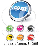 Digital Collage Of Shiny Colored And Chrome Dot Com Website Buttons