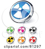 Royalty Free RF Clipart Illustration Of A Digital Collage Of Shiny Colored And Chrome Radiation Website Buttons