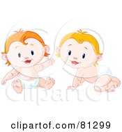 Poster, Art Print Of Digital Collage Of Blond And Strawberry Blond Babies In Diapers