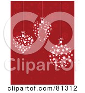 Royalty Free RF Clipart Illustration Of White Star Patterned Christmas Ornaments On A Red Snowflake Background