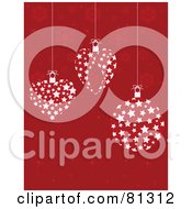 Poster, Art Print Of White Star Patterned Christmas Ornaments On A Red Snowflake Background