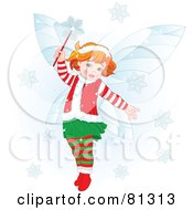 Poster, Art Print Of Happy Redhead Christmas Fairy Girl In Christmas Clothes