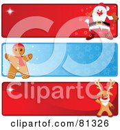 Poster, Art Print Of Digital Collage Of Three Santa Gingerbread And Rudolph Christmas Banners