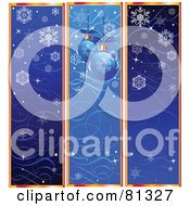 Poster, Art Print Of Digital Collage Of Three Vertical Snowflake Ornament And Swirl Website Banners