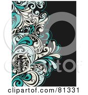 Royalty Free RF Clipart Illustration Of A Background Of Blue And White Leafy Scroll Designs