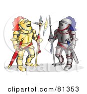 Poster, Art Print Of Two Knights Standing In Different Armor