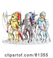 Poster, Art Print Of Three Knights In Different Armor