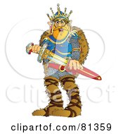 Poster, Art Print Of Tough King Holding A Sword