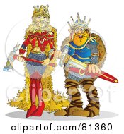 Poster, Art Print Of Tough Queen And King Holding Swords