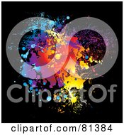Royalty Free RF Clipart Illustration Of A Rainbow Paint Splatter On Black by michaeltravers