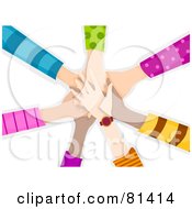 Poster, Art Print Of Team Of Childrens Hands Piled