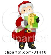 Poster, Art Print Of Jolly St Nick Carrying A Sack And Present