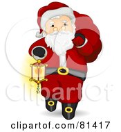 Poster, Art Print Of Jolly St Nick Carrying A Lantern And Sack