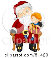 Poster, Art Print Of Jolly St Nick Giving A Gift To A Happy Boy