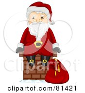 Poster, Art Print Of Jolly St Nick Sitting On A Brick Chimney