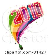 Poster, Art Print Of Colorful 2010 Exploding From A Bottle With A Rainbow