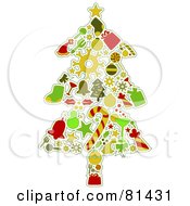 Royalty Free RF Clipart Illustration Of A Collage Of Christmas Items Forming A Tree