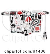 Royalty Free RF Clipart Illustration Of A Collage Of School Items Forming A Graduation Cap