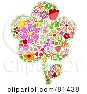 Royalty Free RF Clipart Illustration Of A Collage Of Flower Items Forming A Flower