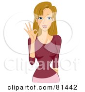 Poster, Art Print Of Dirty Blond Woman Gesturing The Ok Sign