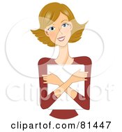 Dirty Blond Woman Holding Papers To Her Chest