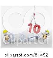 Royalty Free RF Clipart Illustration Of Two 3d White Characters Re Building A Year 2010 Together