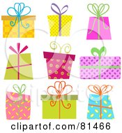 Poster, Art Print Of Digital Collage Of Colorful Retro Christmas Gifts With Ribbons And Bows