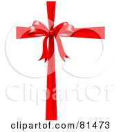 Royalty Free RF Clipart Illustration Of A White Present Wrapped With Red Ribbons And A Bow