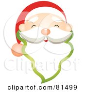 Poster, Art Print Of Jolly Santa Face With A Green Outline Beard