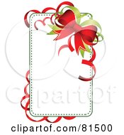 Poster, Art Print Of Blank White Christmas Tag Or Sign With Red And Green Ribbons And Bows